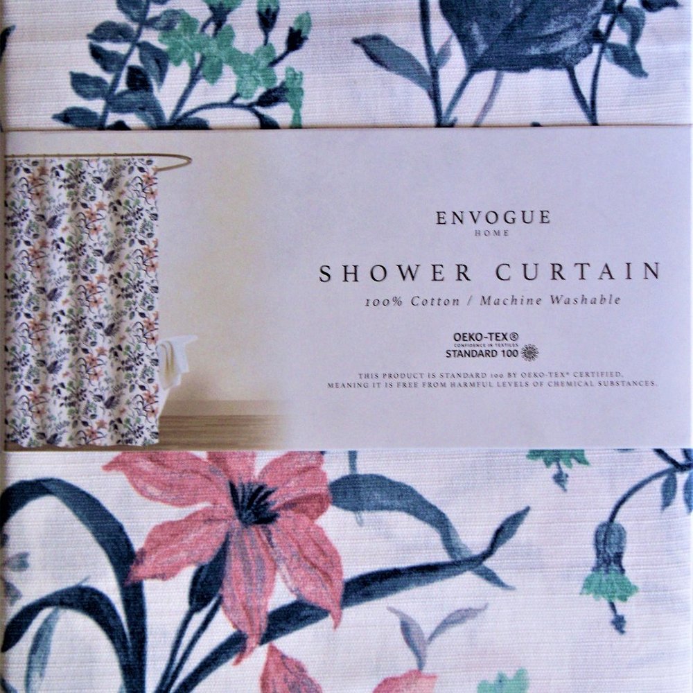 Envogue Cloth Shower Curtain White Pink Blue